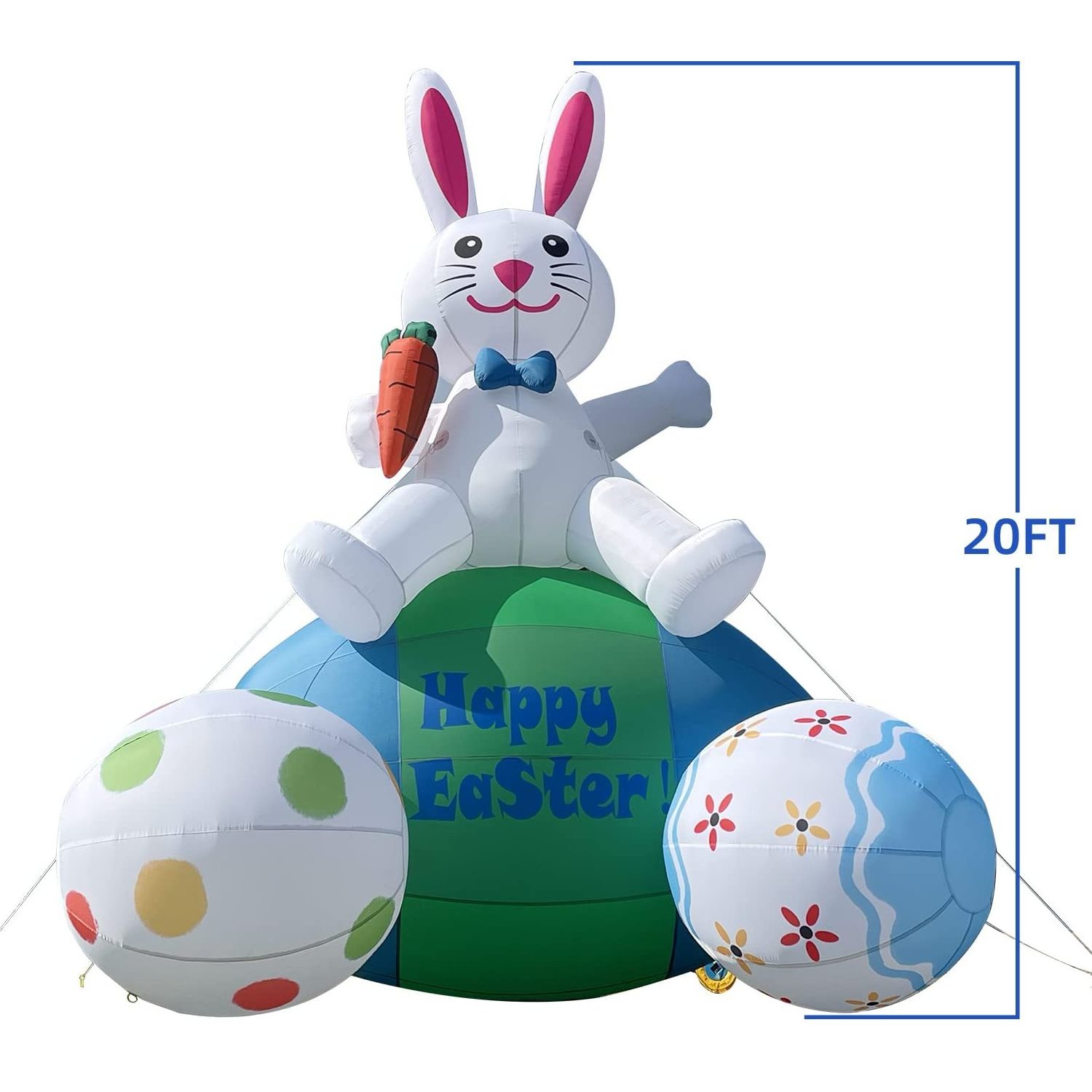 Advertising Giant 20ft Inflatable Rabbit With Blower Inflatable Cartoon Bunny Model Outdoor Decorations For Easter Holiday