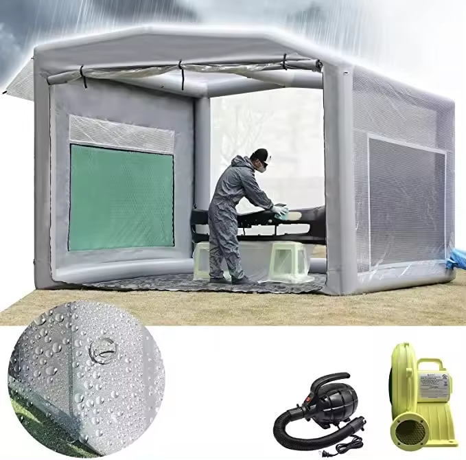 High Powerful White Portable Airtight Inflatable Spray Booth Tent Durable Waterproof Car Garage Tent Mobile Spray Booth