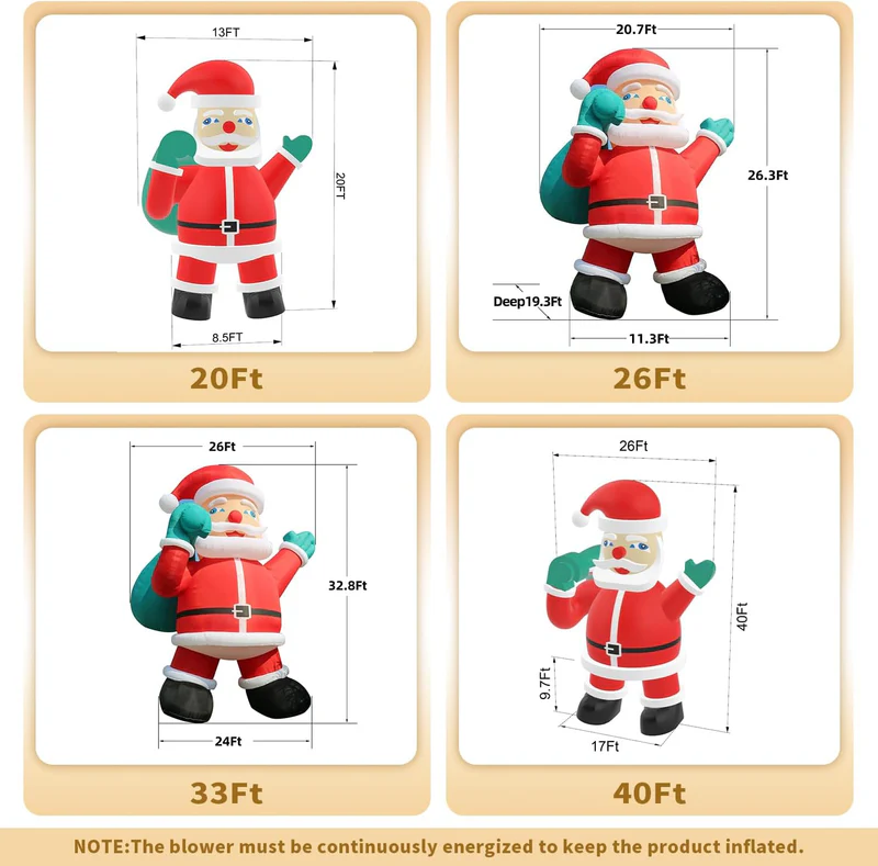 Outdoor Giant 20ft Christmas Inflatable Santa Claus With Blower Inflatable Santa Claus Christmas Decorations For Yard Decor