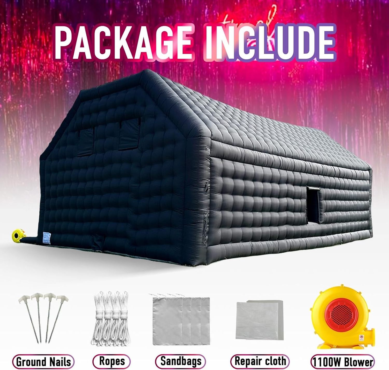 Portable inflatable Large Party Tent House Black LED Light wedding Cube night club Party event inflatable nightclub