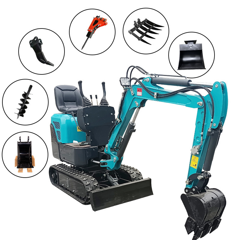 Ce Epa Euro 5 Factory Supplied 1 Ton Smallest Crawler Mini Compact Excavator Bagger With Attachments