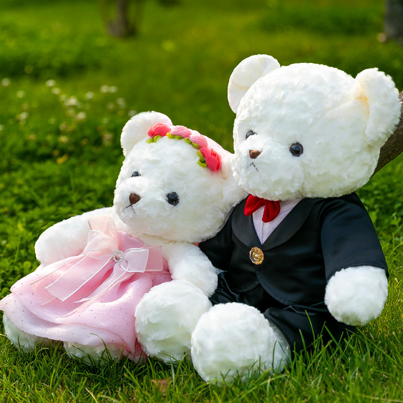 Custom Couple Wedding Dress Teddy Bear girl bed to accompany to sleep doll Meng home decoration manufacturers wholesale