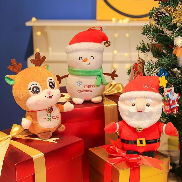 25cm Cute Santa Claus Snowman Elk Plush Toys Christmas Decor Dolls Stuffed Pillow For Baby Kids Gift Deer Santa Claus Plush Toy