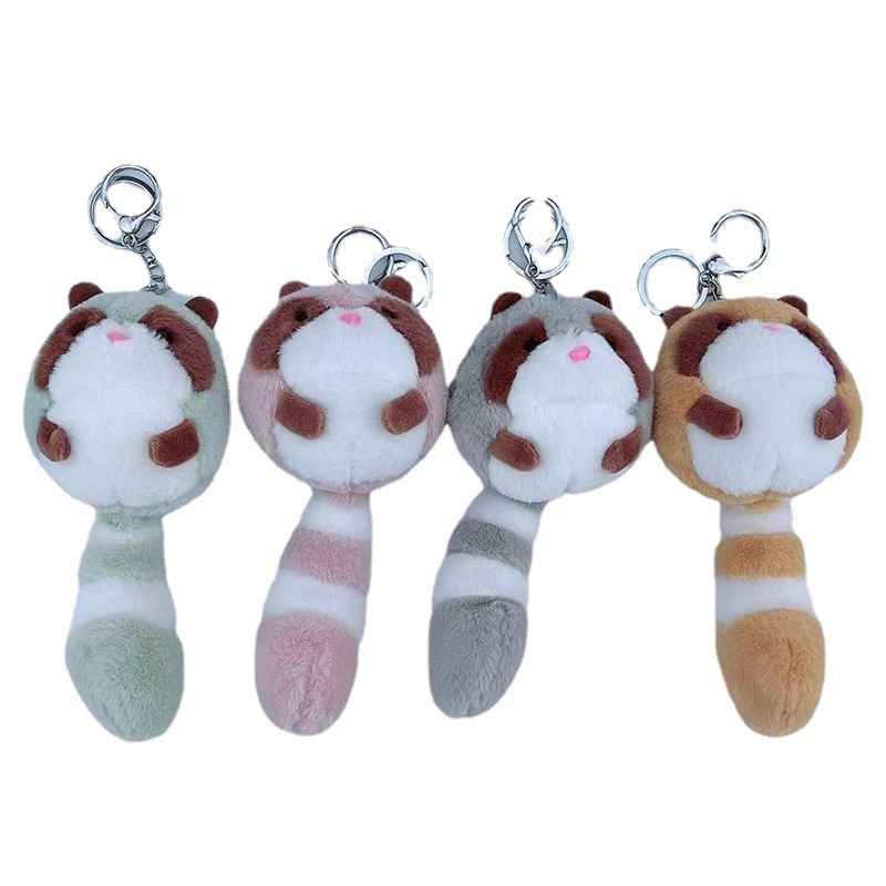 Plush toy odd tail bear bag keychain small raccoon pendant men and women couples key chain doll plush figure toys