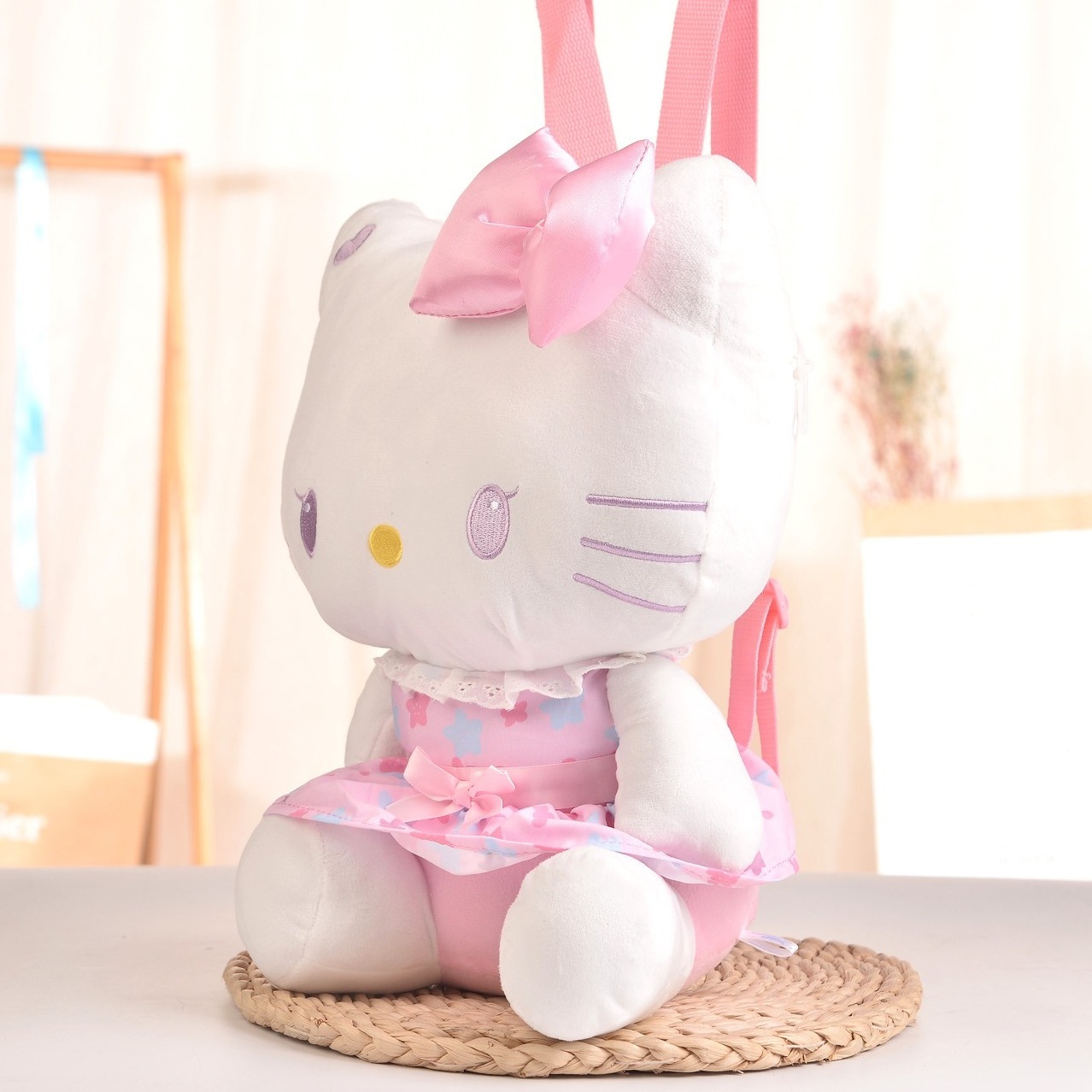 Pink Dress Hi Kitty Plush Bag Kuromi Halo Kitty Stuffed Backpack Kt Cat Plush Shoulder Bag Love My Kitty Stuffed School-bag