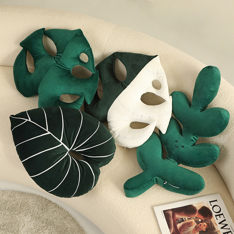 Stuffed Plush Toys Green Plant Leaves Plant Plush Toy Throw Pillow Home Back Cushion Sleeping Pillow