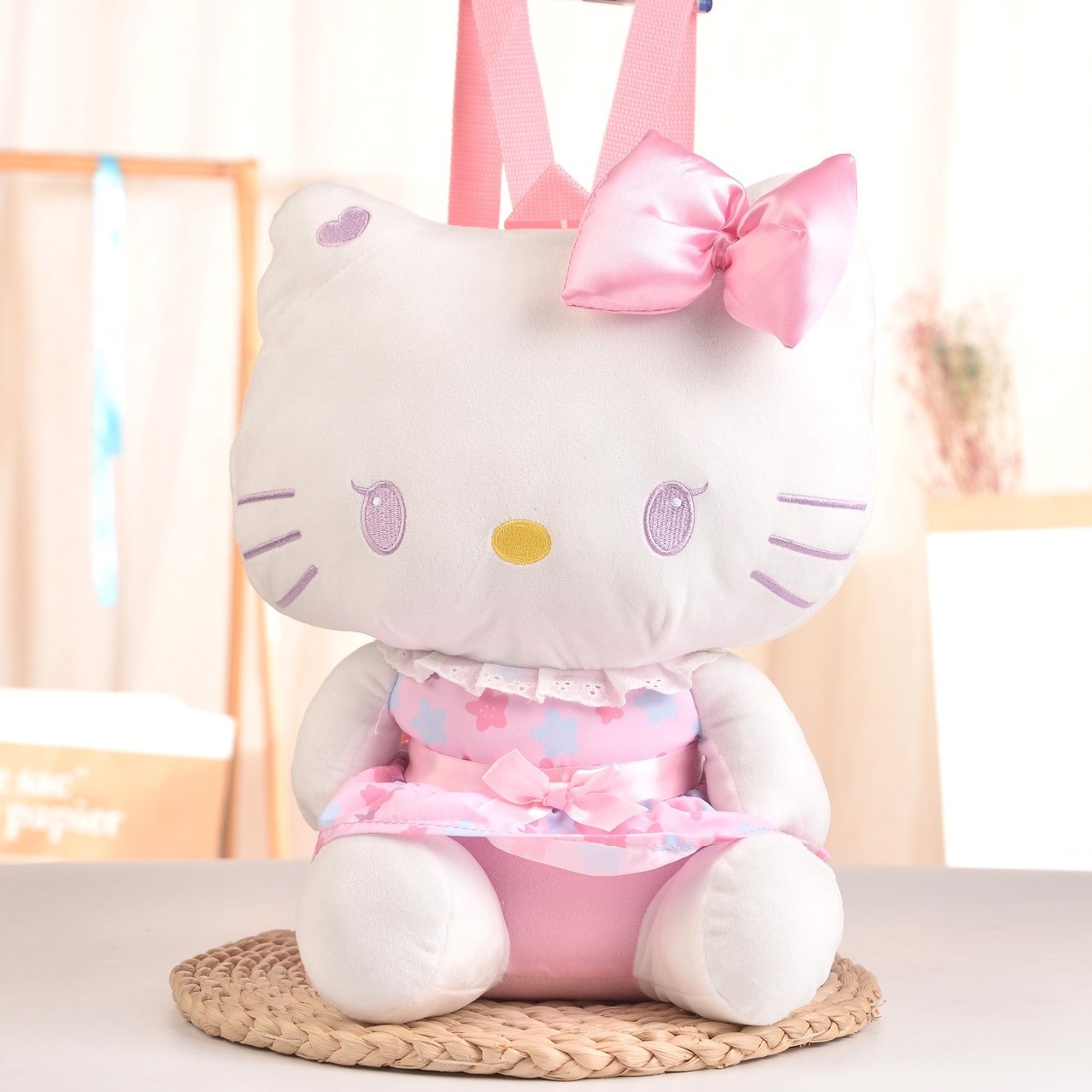 Pink Dress Hi Kitty Plush Bag Kuromi Halo Kitty Stuffed Backpack Kt Cat Plush Shoulder Bag Love My Kitty Stuffed School-bag