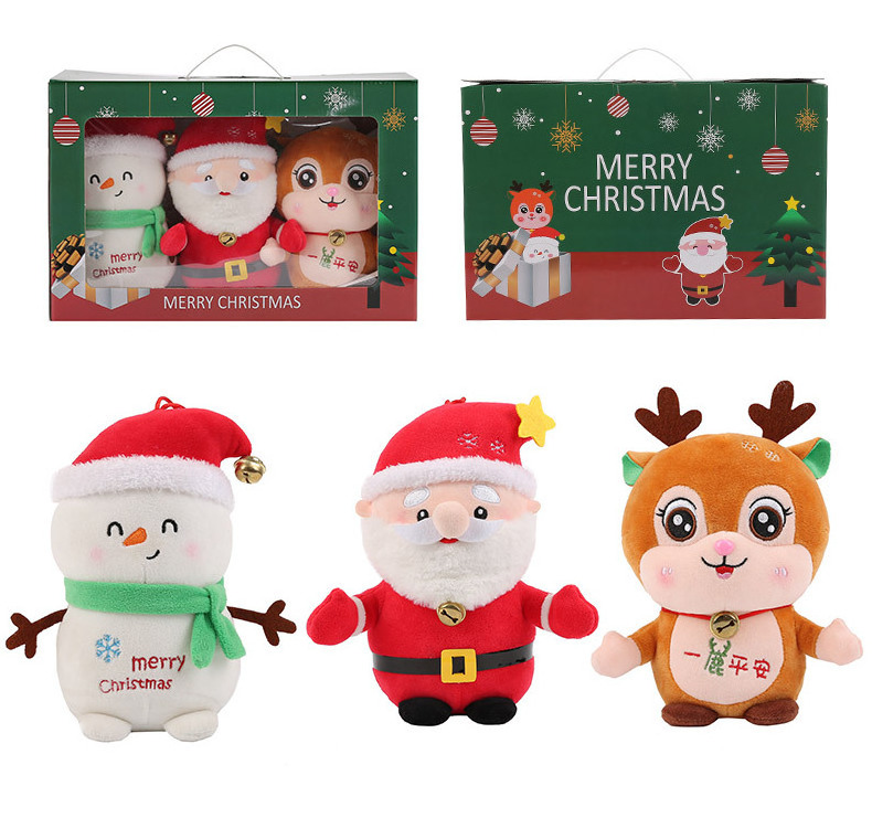 25cm Cute Santa Claus Snowman Elk Plush Toys Christmas Decor Dolls Stuffed Pillow For Baby Kids Gift Deer Santa Claus Plush Toy