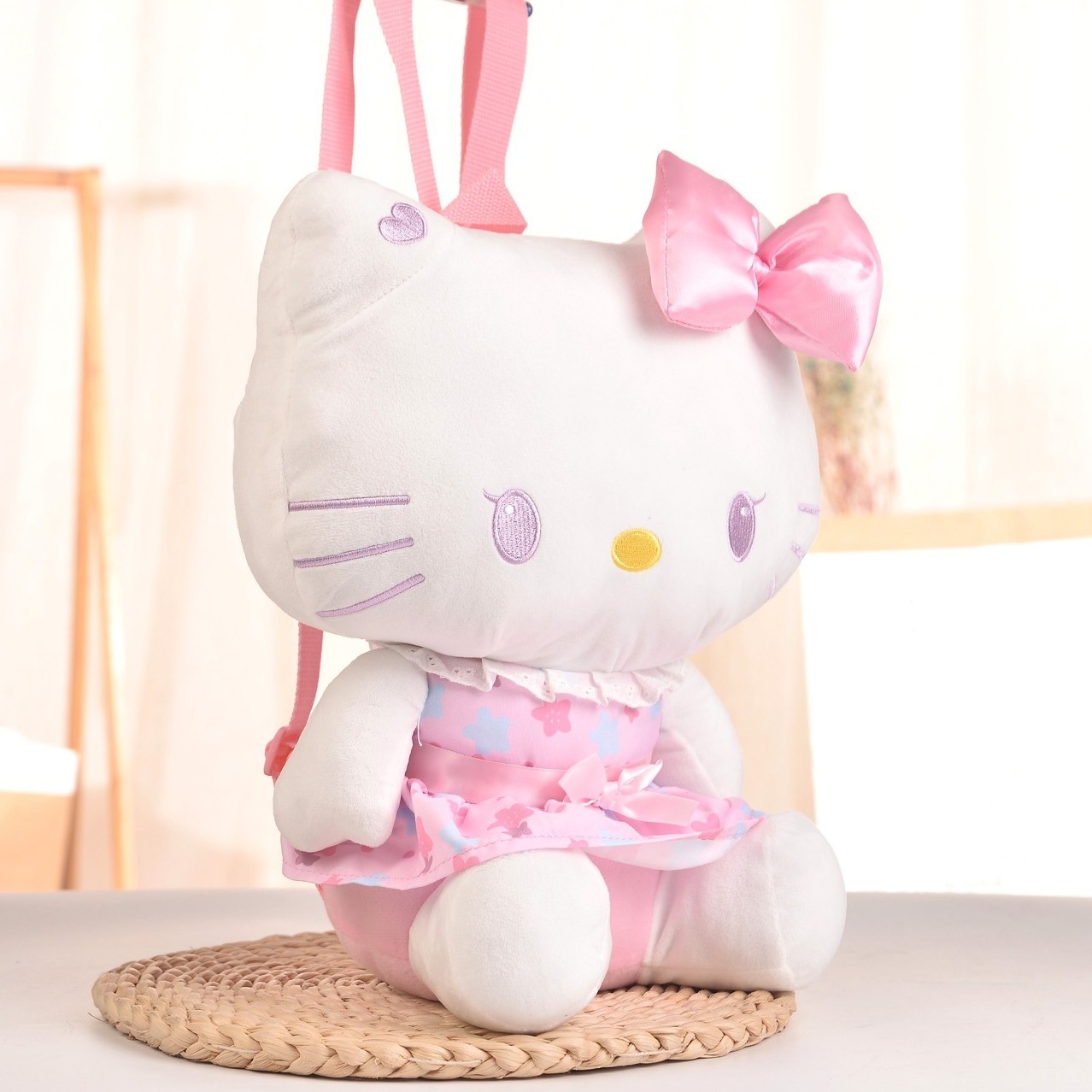 Pink Dress Hi Kitty Plush Bag Kuromi Halo Kitty Stuffed Backpack Kt Cat Plush Shoulder Bag Love My Kitty Stuffed School-bag