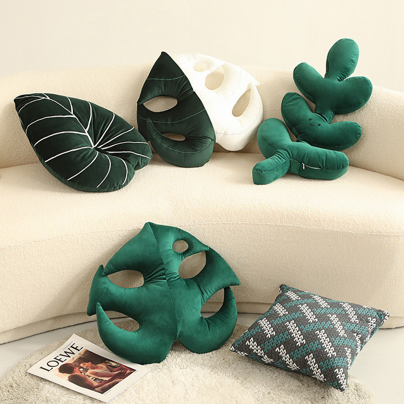 Stuffed Plush Toys Green Plant Leaves Plant Plush Toy Throw Pillow Home Back Cushion Sleeping Pillow