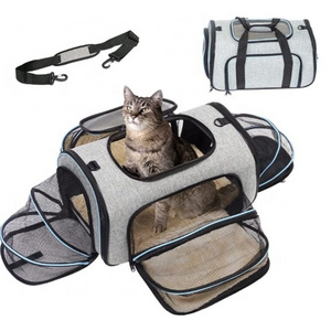 4 Sides Expandable Pet Travel Carrier Bag For Dogs Cats collapsible Breathable large capacity pet bag with Removable Fleece Pad