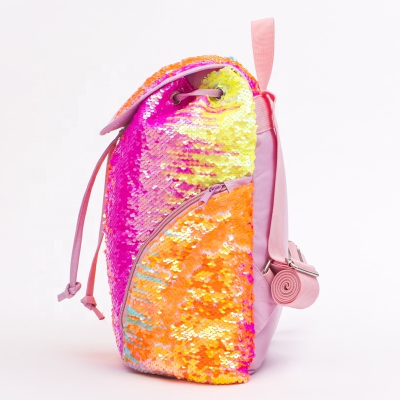 Wholesale Custom Black Friday Special Design Fashion Hologram Reversible Sequin Outdoor Travel Drawstring Backpack