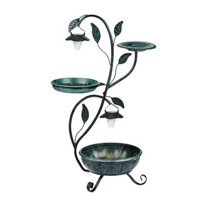 Wholesale Household Garden Decoration Solar Lighting Plant Pot Bracket With Bird Bath