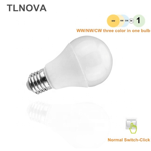 2021 Hot 3 in 1 Step Color Change Smart LED Bulb 8W 10W 12W 3 in 1 LED Lamp CRI90 95 98 three color in one light CE Rohs FCC