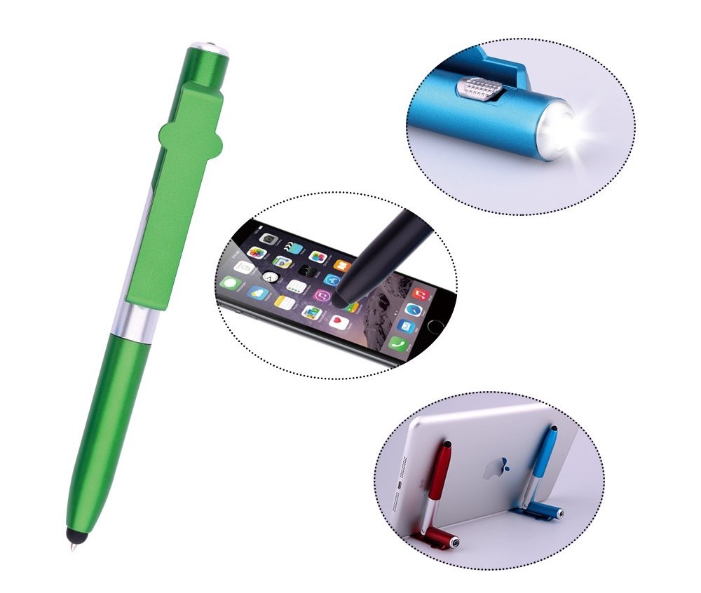 Unique design  writing in the dark with Customizable logo 4 in 1 n stylus led light multifunction pen