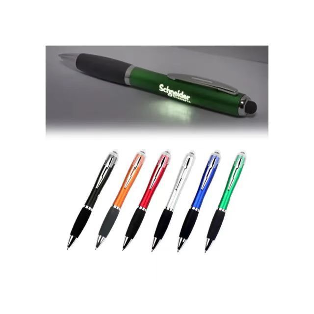 LED light up personalized laser luminescence logo pen with touch screen advertising light box ball pen