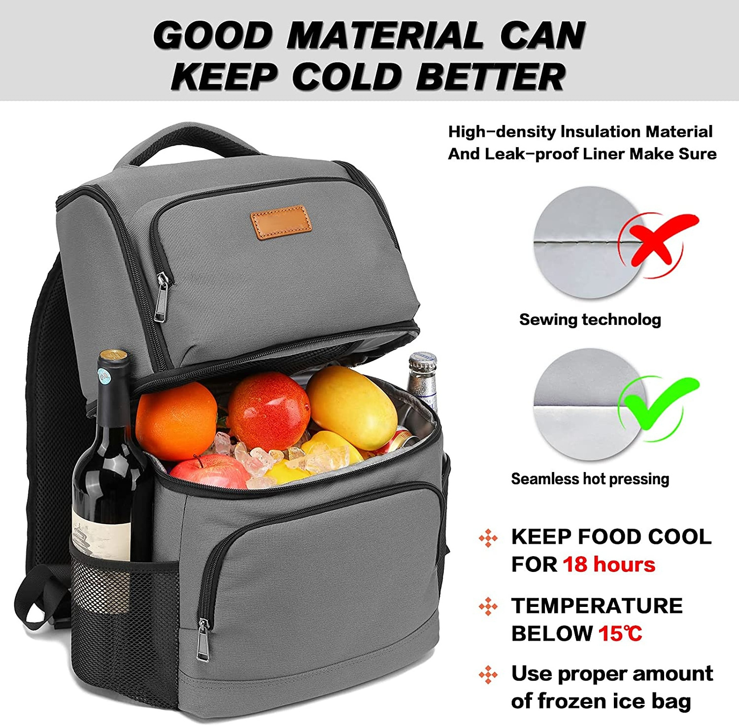 Lightweight Custom Waterproof Small Medical Insulated Cooler Bag Backpack for Picnic