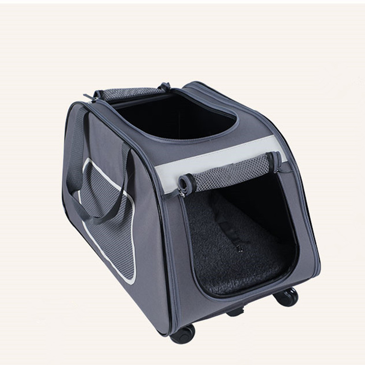 Breathable Stable Foldable Cat Folding Travel Outdoor Wheeled  Trolley Backpack Dog Carrier Pet Bag