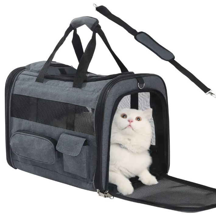 Custom Luxury Soft Sided Airline Approved Portable Small Dogs Pets Puppy Cats Car Seat Carrier