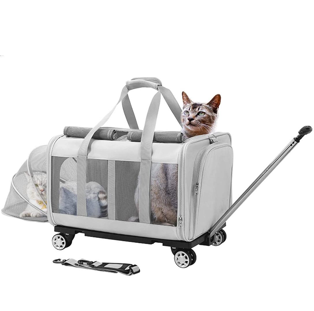 Hot Selling Portable Foldable Designed Soft-sided for Dogs and Cats Travel Pet Trolley Carrier with Wheels