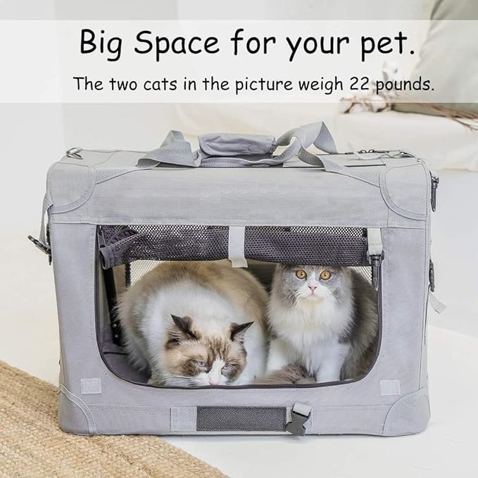 Extra Large Cat Carrier Soft Sided Folding Small Medium Dog Pet Carrier Travel Collapsible Ventilated Comfortable Design Vehicle