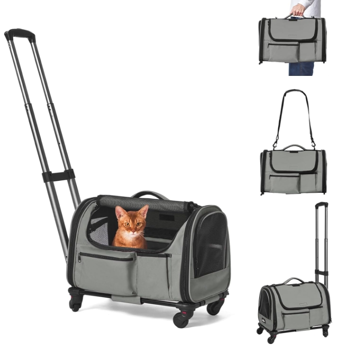 2024 Customization New Design Grey Dog Cat Small Animals Stroller Pet Carrier With Wheels