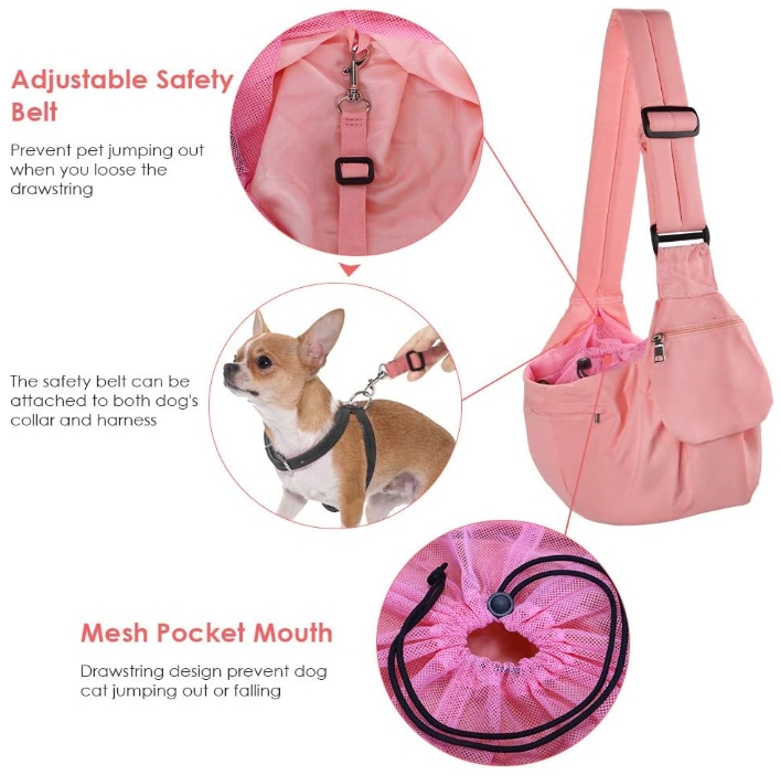 2024 New Design Wholesale Breathable Pink Soft Pet Cat Dog Sling Carry Carrier Bag