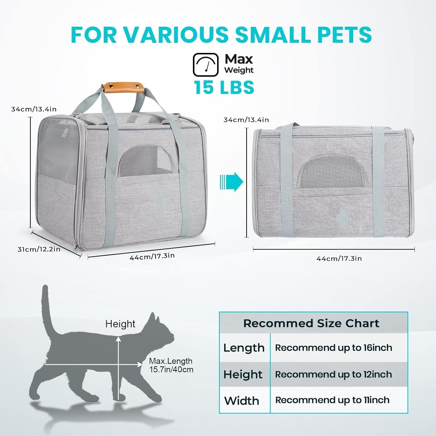 High quality Grey Large Capacity Pet Carry Bag Portable Travel Dog Carrier Bag Car Seat Safe Carrier