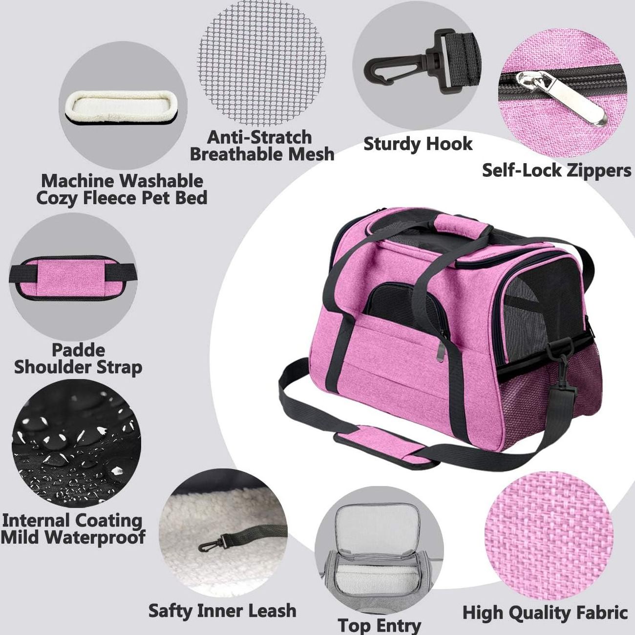 Custom Printed Folding Dog Cage Crate Expandable Soft-Sided Pet Carrier with Removable Fleece Pad