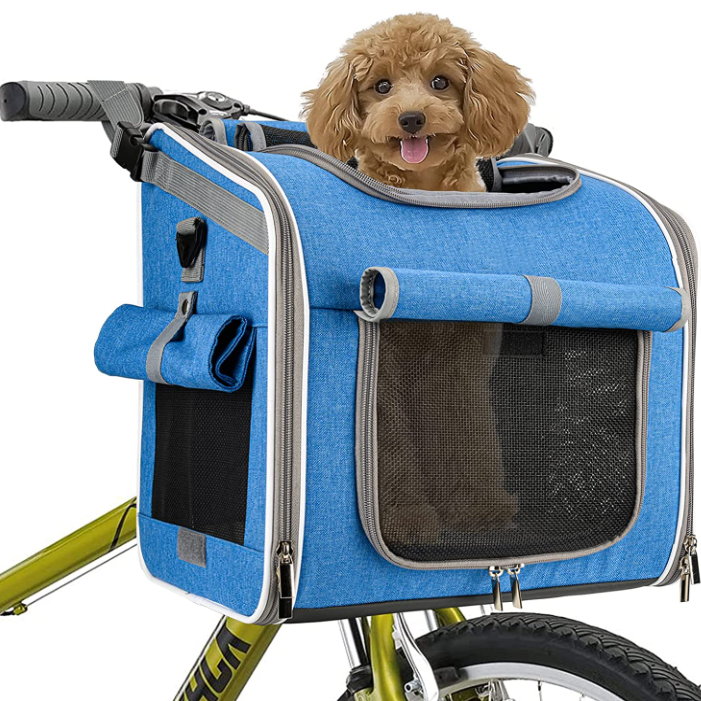 Factory Custom Logo Blue Luxury Comfortable  Competitive Price Pet Carrier For Bike Bicycle