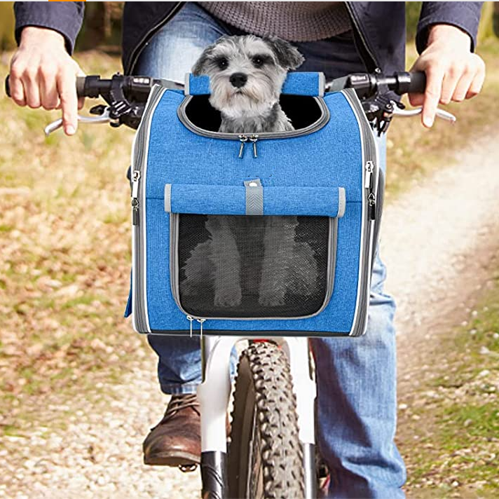 Factory Custom Logo Blue Luxury Comfortable  Competitive Price Pet Carrier For Bike Bicycle