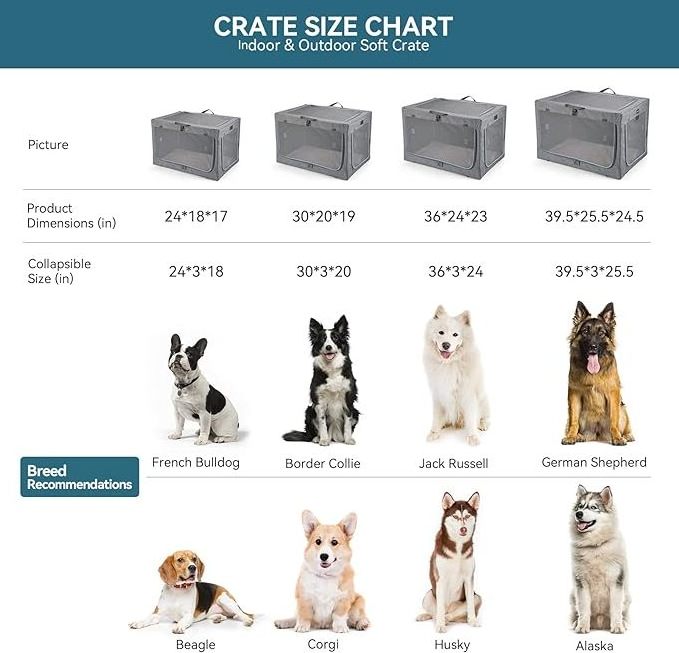 30 Inch Soft Dog Crate for Medium Dogs 3-Doors Dog Kennel Carrier with Soft Mat for Indoor Outdoor Travel