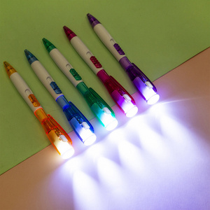 custom logo led flashlight pen white blank barrel thermal transfer printing led light ball pen with torch