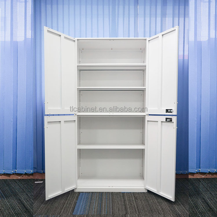 full height bookcase storage metal file cabinet 2 door cupboards with safe locking bar steel cabinet