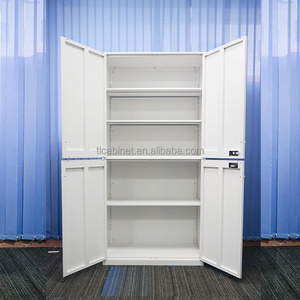 full height bookcase storage metal file cabinet 2 door cupboards with safe locking bar steel cabinet