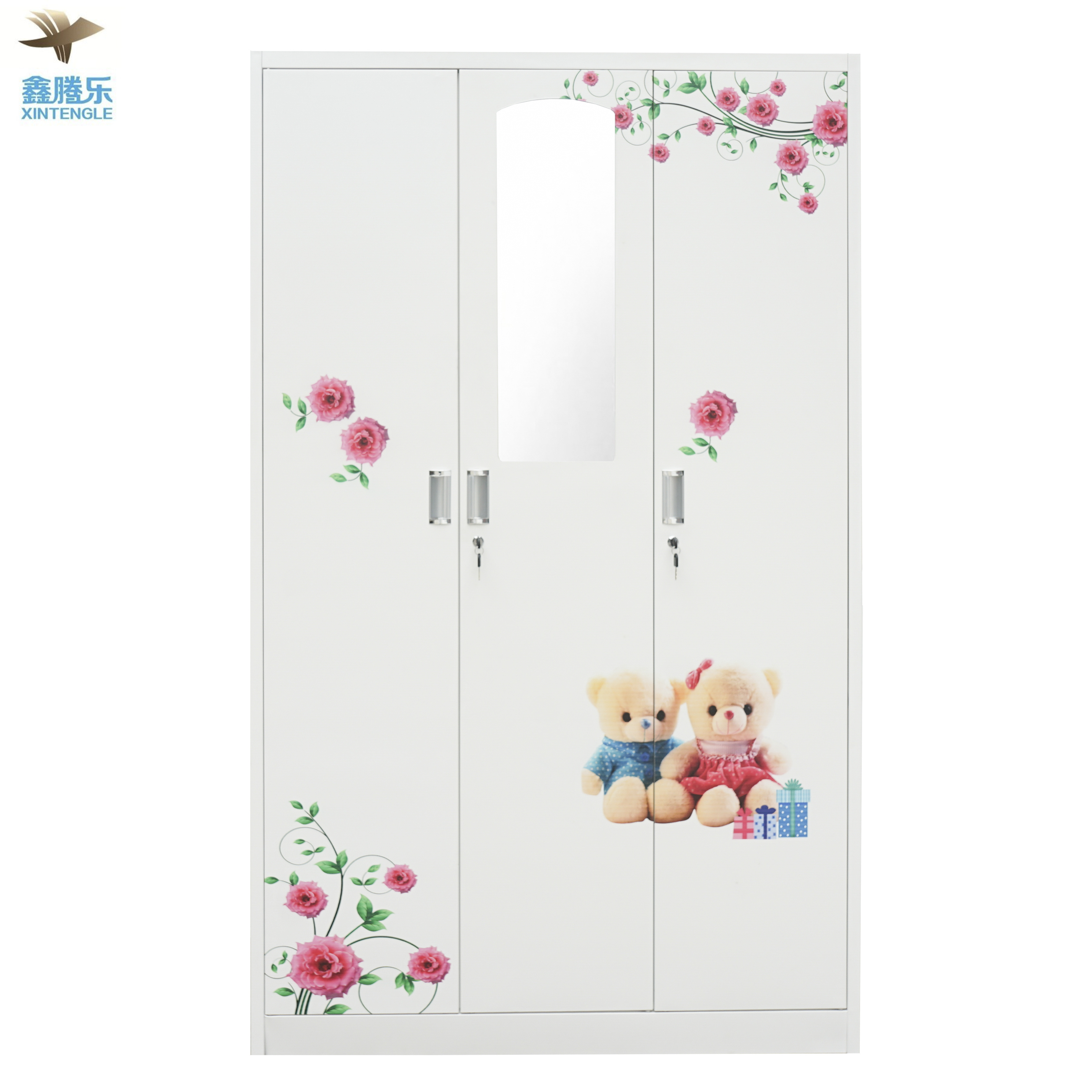 New Arrival Armarios Roperos bedside wardrobe lockers dorm locker wardrobe 3 door steel cabinet for bedroom