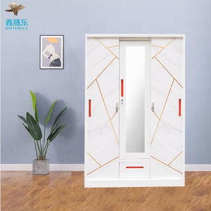 Armoire for Bedroom Wholesale Manufacturer Cabinet Wardrobe Metal Steel Home Furniture Key Lock Modern Wardrobe Designs OEM.ODM