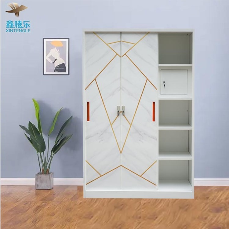 Armoire for Bedroom Wholesale Manufacturer Cabinet Wardrobe Metal Steel Home Furniture Key Lock Modern Wardrobe Designs OEM.ODM