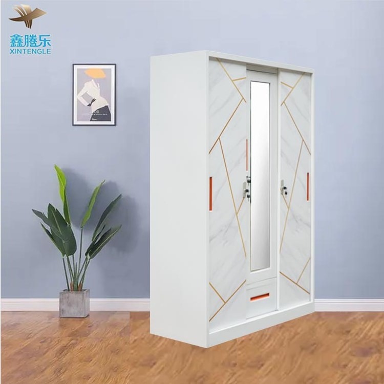 Armoire for Bedroom Wholesale Manufacturer Cabinet Wardrobe Metal Steel Home Furniture Key Lock Modern Wardrobe Designs OEM.ODM