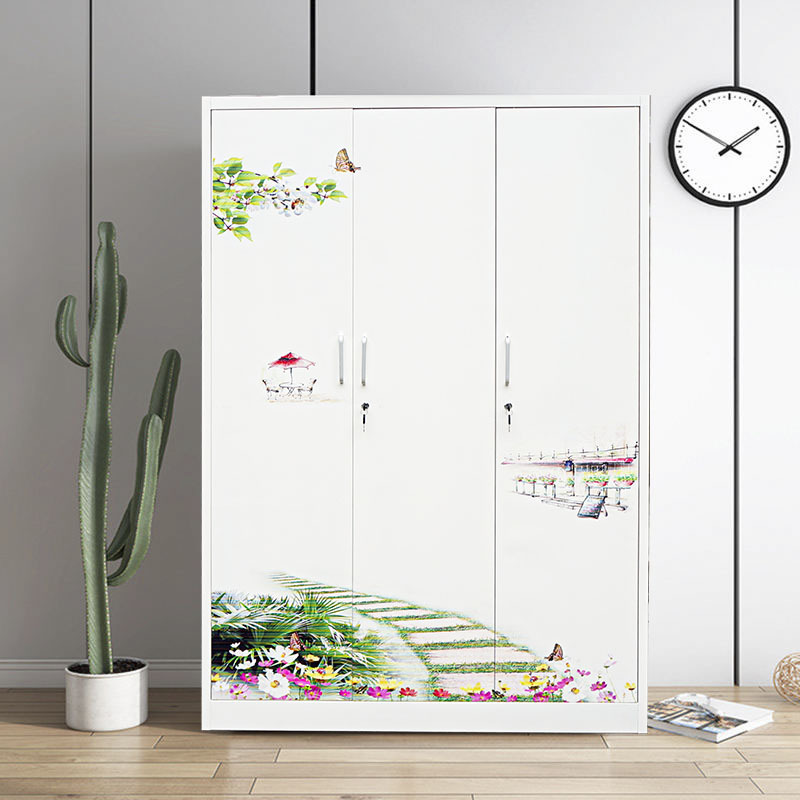 Guangdong Factory 3-Door Steel Cabinet Armarios Roperos Bedside Locker Wardrobe for Bedroom Dorm Use Home Furniture