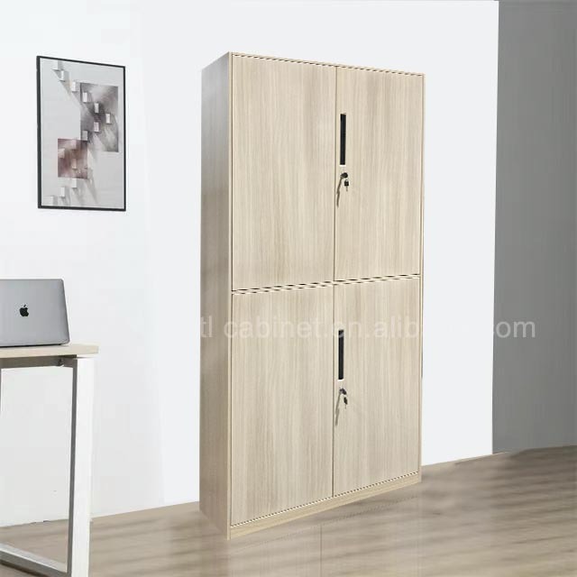 Hot sale school office wood grain transfer file cabinet disassembly narrow side cabinet steel office file cabinet