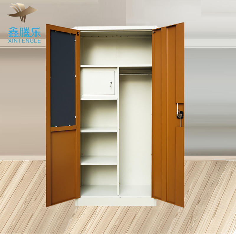 2 swing door cupboard clothes storage steel locker gym iron locker cabinet closet metal almirah wardrobe placard de chambre