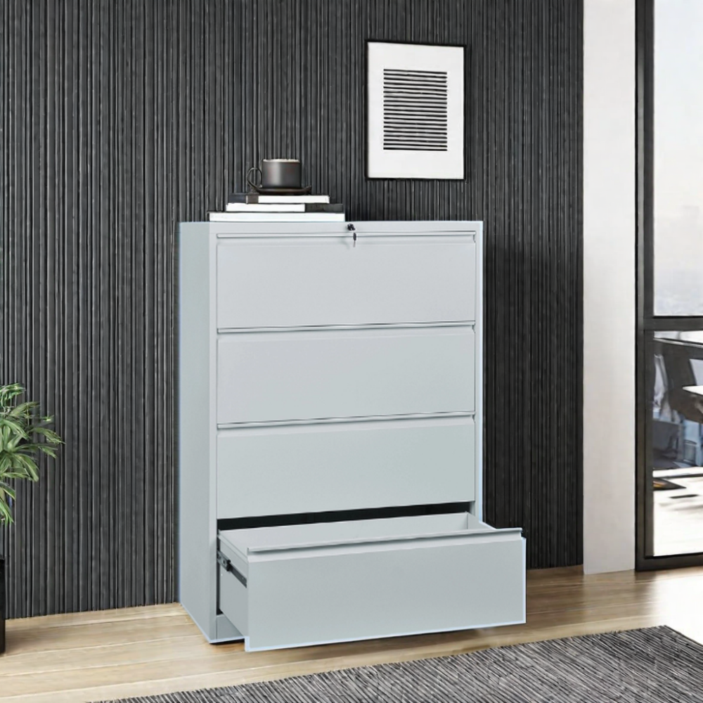 4-Drawer Metal Iron A4 Storage File Cabinet with Hanging Bar Lock Office Equipment-for Filing Activities