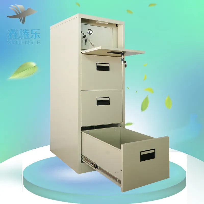 New 4-Layer Office Furniture Modern Key Lock 4-Drawer Metal Vertical Filing Cabinet Wholesale from Factory