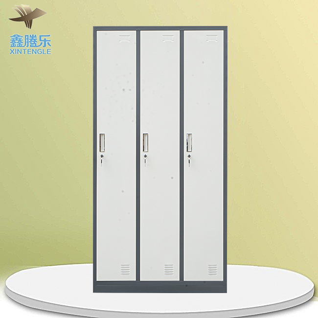 Beautiful White Metal Office Lockers 3 Door Casier Rangement Papier with Matel Porte and Lock for Employees Bedroom Furniture