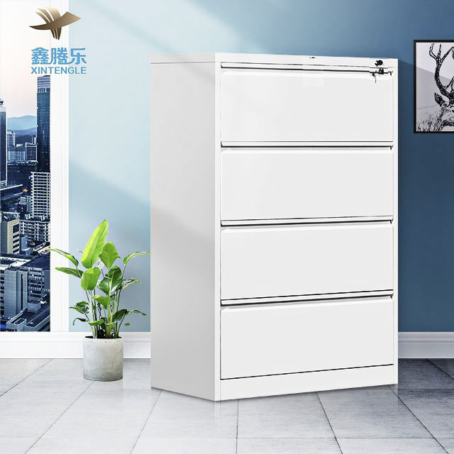 4-Drawer Metal Iron A4 Storage File Cabinet with Hanging Bar Lock Office Equipment-for Filing Activities