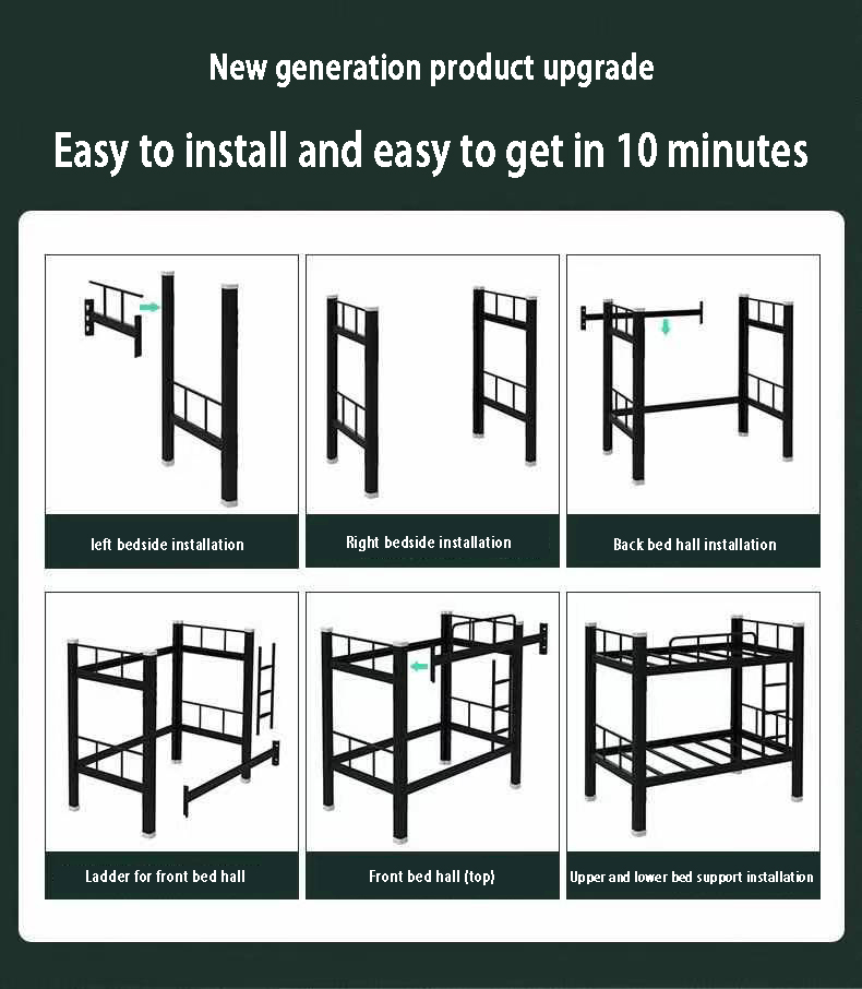 Factory Wholesale Price Modern Heavy Duty Double Metal double decker bunk bed With Frame And Ladder