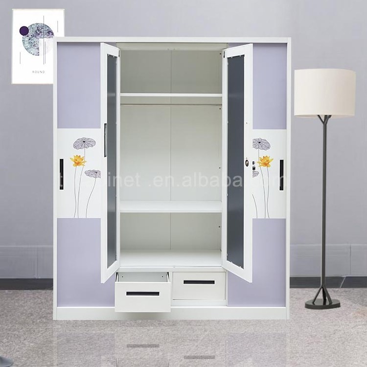 Godrej Steel Metal Almirah with Locker Mirror Single and Double Door Wardrobe 4-Door Safe Box Lock Bedroom Furniture