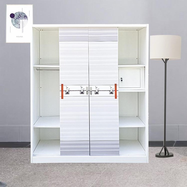 Godrej Steel Metal Almirah with Locker Mirror Single and Double Door Wardrobe 4-Door Safe Box Lock Bedroom Furniture