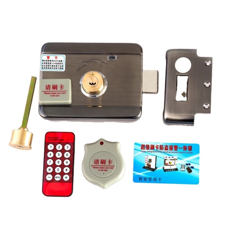 Iron Metal Wooden Door Electric Lock Rim Door Lock With Rfid Card And Remote Control For Gate Door